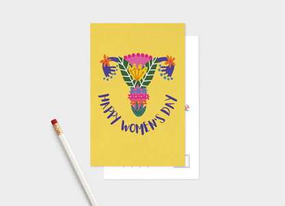 Happy Women's Day Floral Celebration Postcards - Pack Of 5 Or 10.
