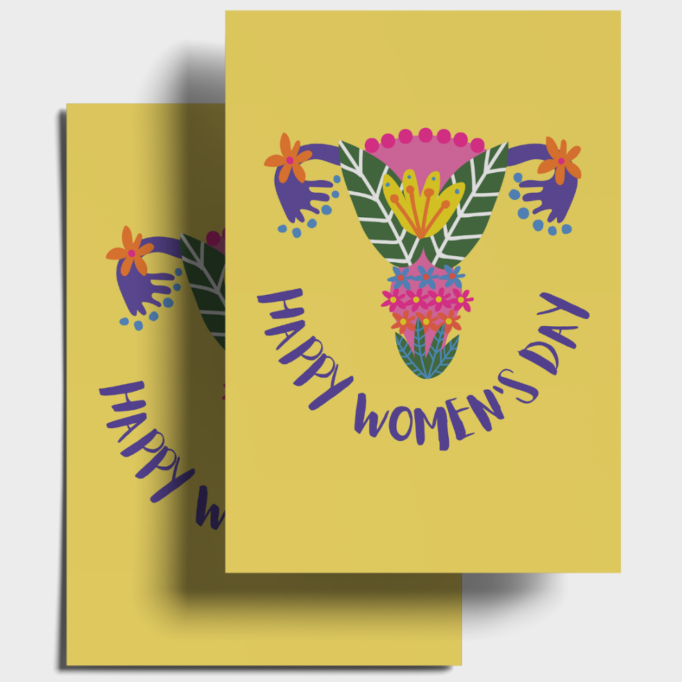 Happy Women's Day Floral Celebration Postcards - Pack Of 5 Or 10.