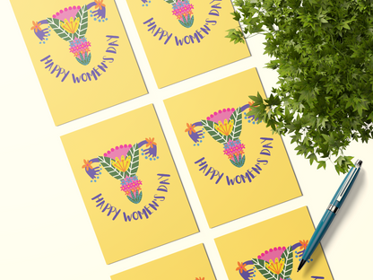 Happy Women's Day Floral Celebration Postcards - Pack Of 5 Or 10.