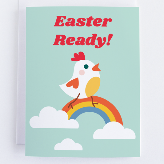 Easter Is Here: Chicken Greeting Card.