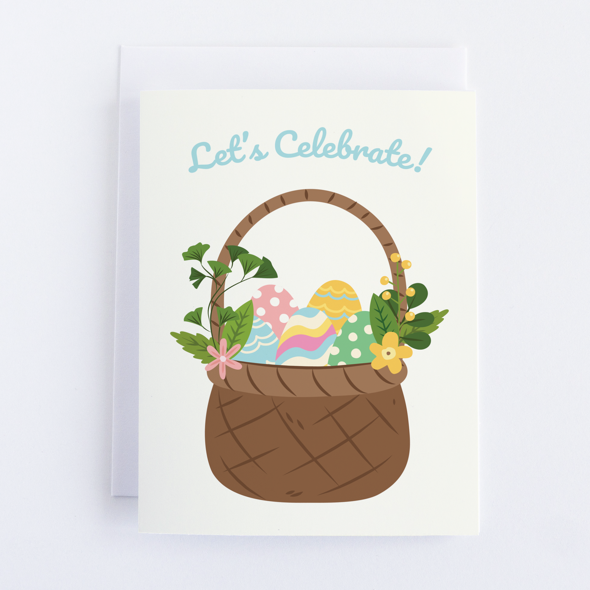 Let's Celebrate Easter Holiday Card | Easter Basket Greeting Card.