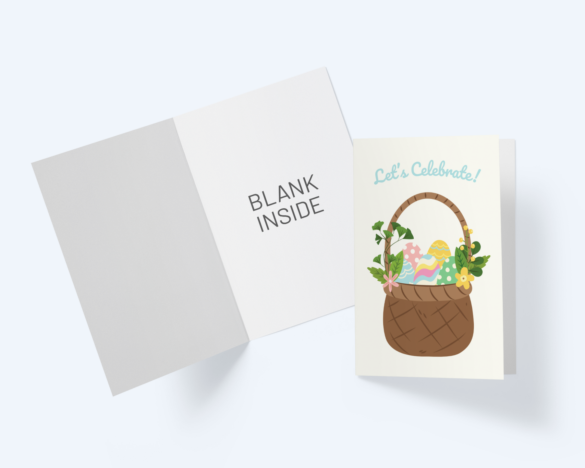 Let's Celebrate Easter Holiday Card | Easter Basket Greeting Card.