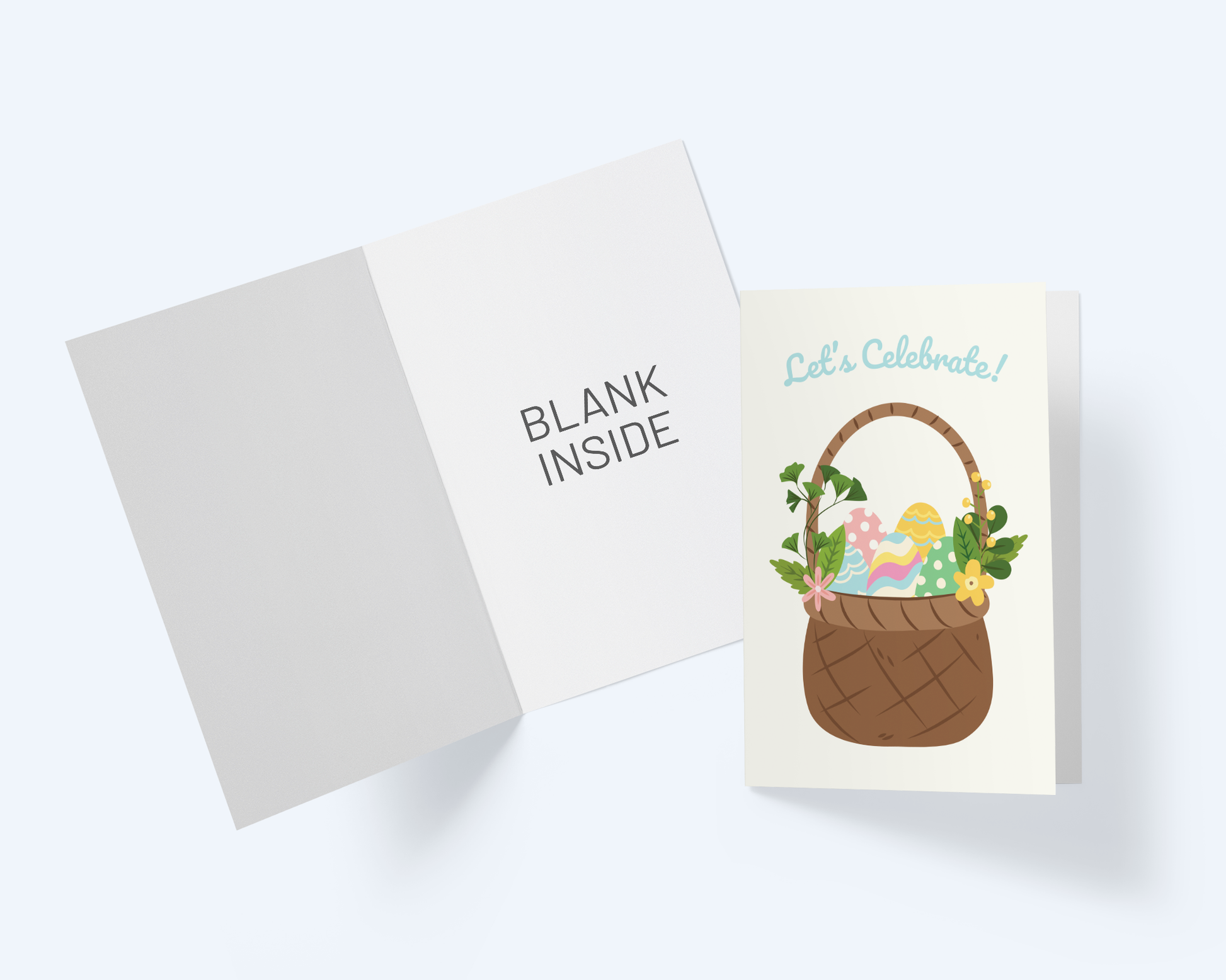 Let's Celebrate Easter Holiday Card | Easter Basket Greeting Card.