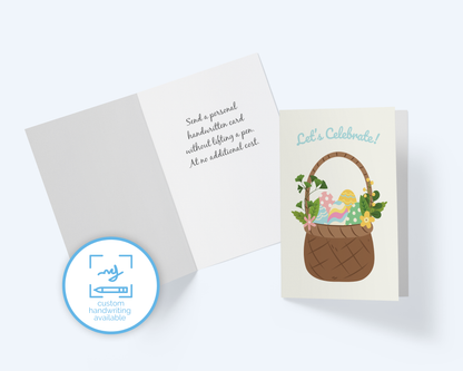 Let's Celebrate Easter Holiday Card | Easter Basket Greeting Card.