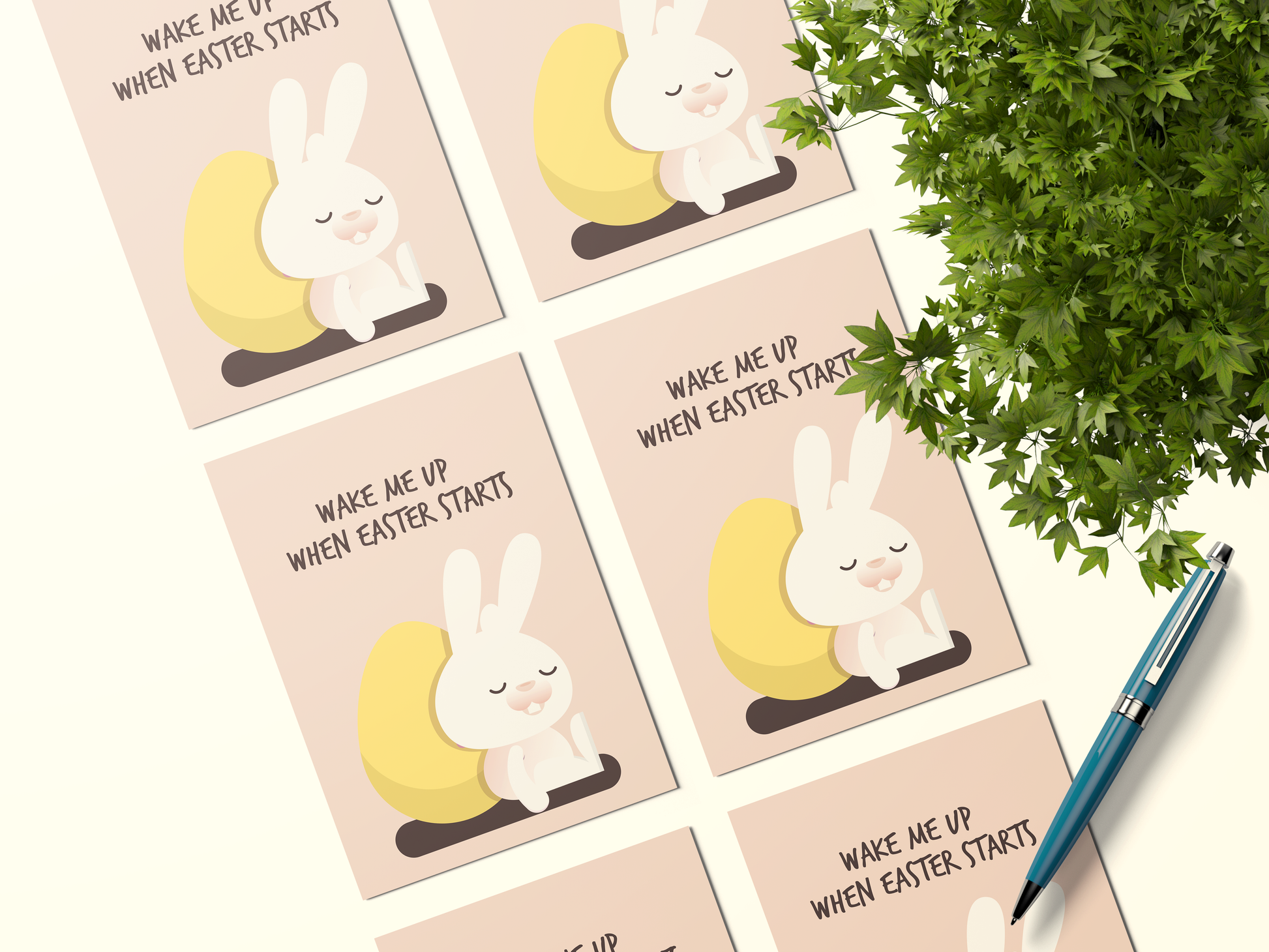 Wake Me Up When Easter Starts Postcard Bundle: Pack Of 5 or 10 Postcards.