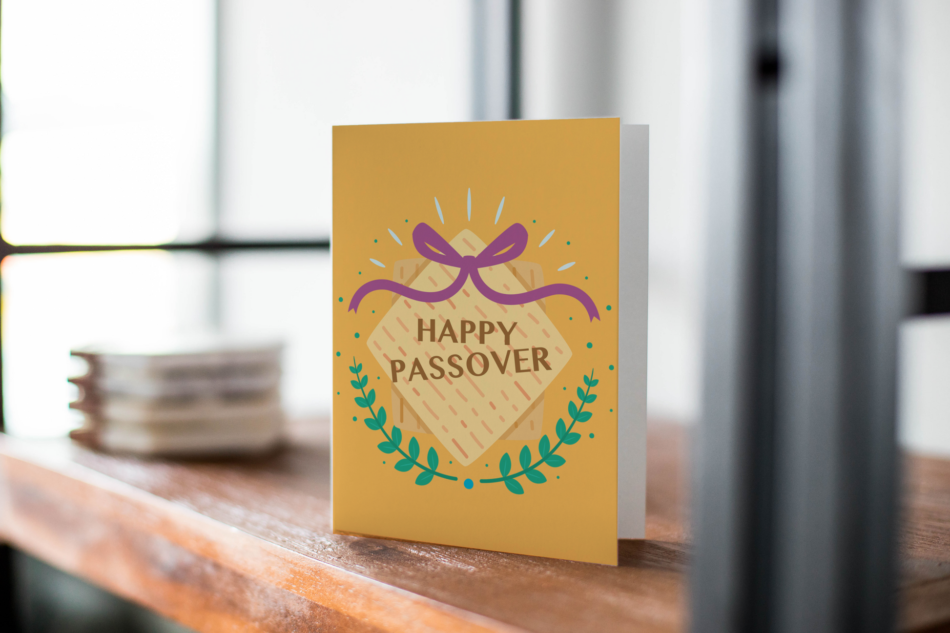 Happy Passover Matzo Or Matzah - Greeting Card For Passover.