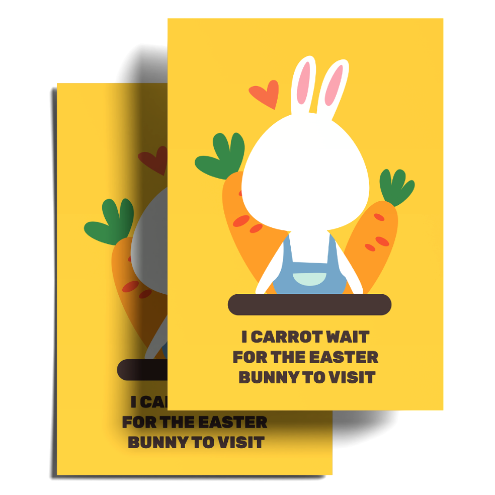 I Carrot Wait For The Easter Bunny To Visit: Easter Postcard Bundle; Pack Of 5 Or 10.