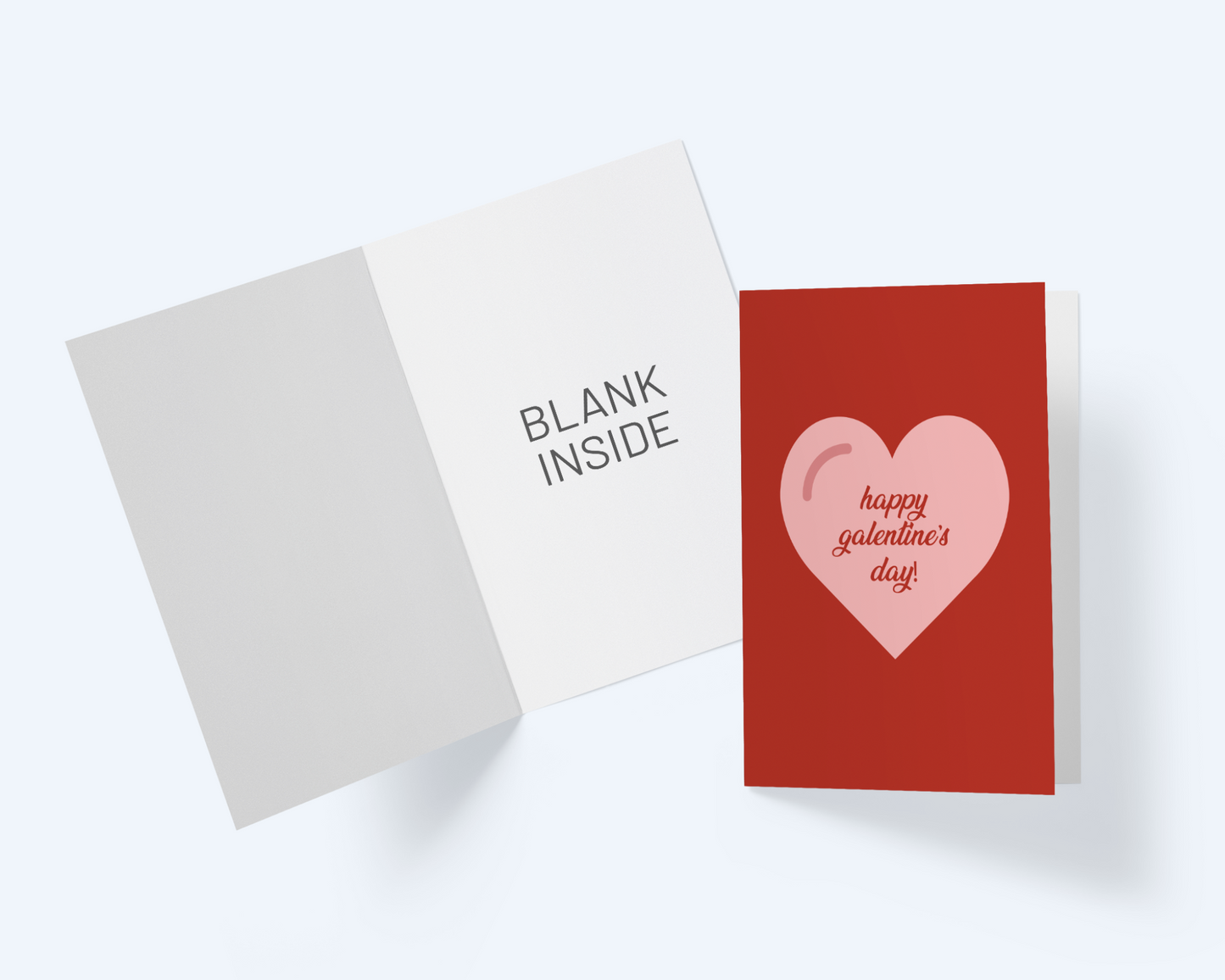 Galentine's Day Greeting Card, Red Card Pink Heart.