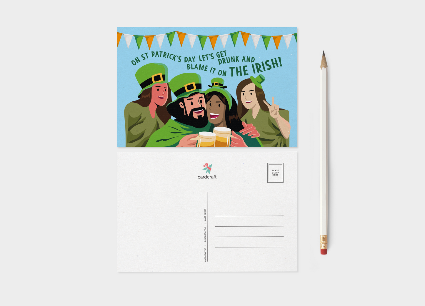Saint Patrick's Day "Let's Get Drunk Postcard Bundle: Postcard Pack Or 5 Or 10.
