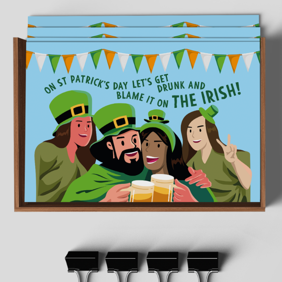 Saint Patrick's Day "Let's Get Drunk Postcard Bundle: Postcard Pack Or 5 Or 10.