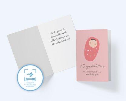 Congratulations On The Arrival of Your New Baby Girl.