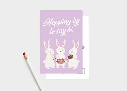 Happy Easter Postcards: "Hopping By To Say Hi" Postcard Packs 5 Or 10 Count.