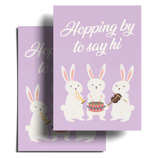 Happy Easter Postcards: "Hopping By To Say Hi" Postcard Packs 5 Or 10 Count.