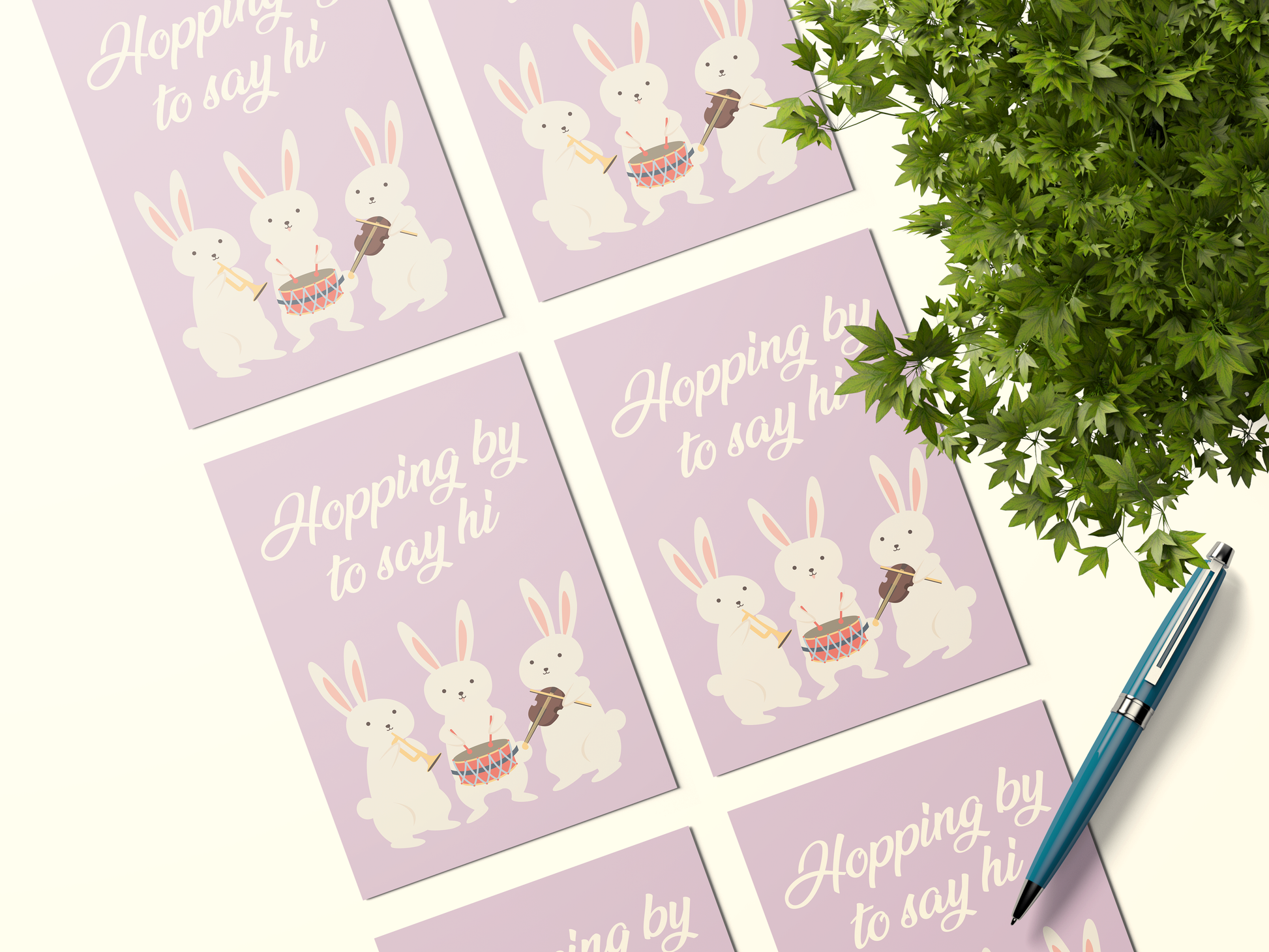 Happy Easter Postcards: "Hopping By To Say Hi" Postcard Packs 5 Or 10 Count.