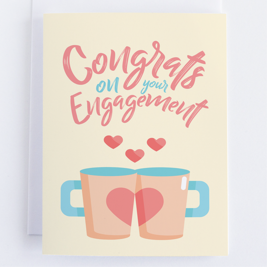 Congratulations Card: Congratulations On Your Engagement, Mr and Mrs Mugs.