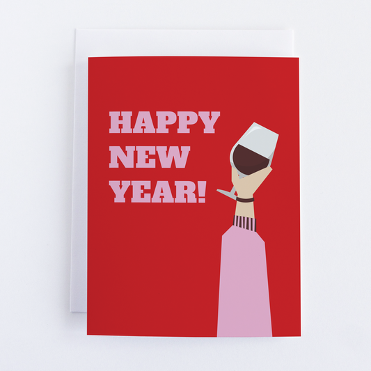 Happy New Year Greeting  Card : Wine Lover's New Year Card.