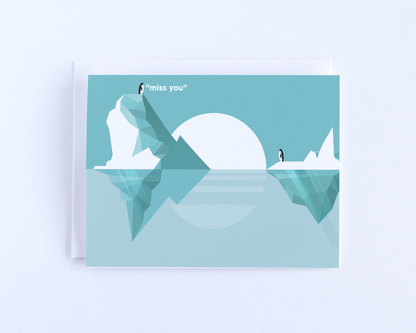 Penguins I Miss You Greeting Card: Thinking Of You Card.