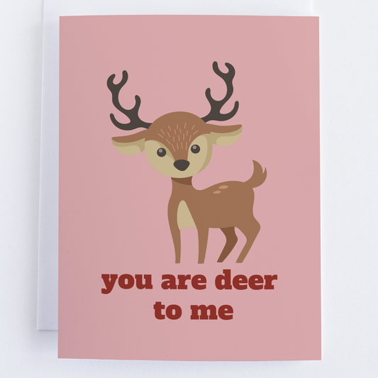 Valentine's Day Greeting Card - You are Very Deer To Me - Baby Deer Card.