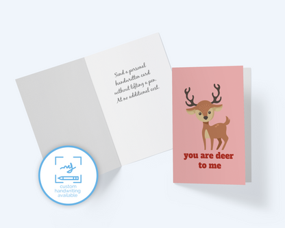 Valentine's Day Greeting Card - You are Very Deer To Me - Baby Deer Card.