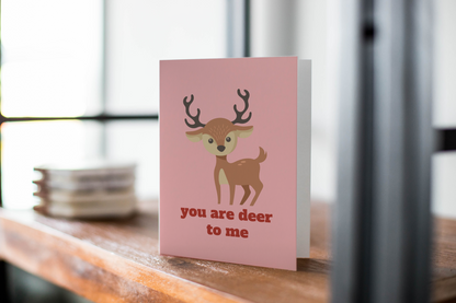 Valentine's Day Greeting Card - You are Very Deer To Me - Baby Deer Card.