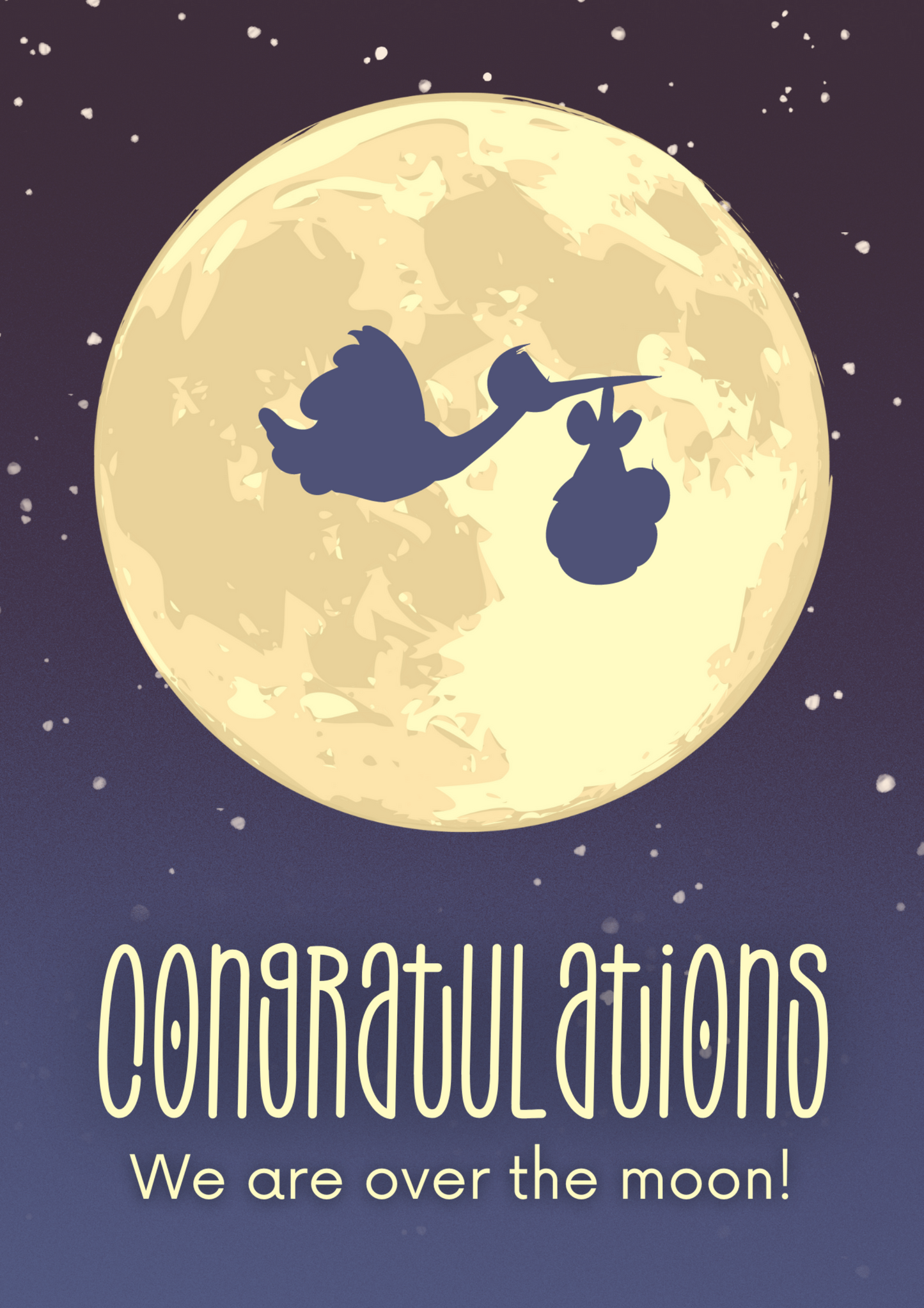 We Are Over The Moon New Baby Card - Congratulations New Baby Card - New Baby Greeting Card.