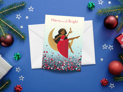 Black Paper Party Celestial Collection - Merry & Bright Personalized Christmas Card