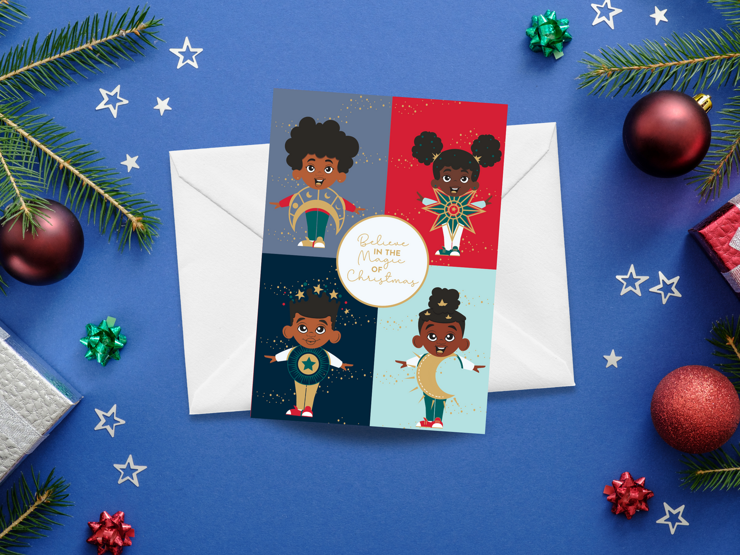 Black Paper Party Celestial Collection - Magic of Christmas Personalized Christmas Card
