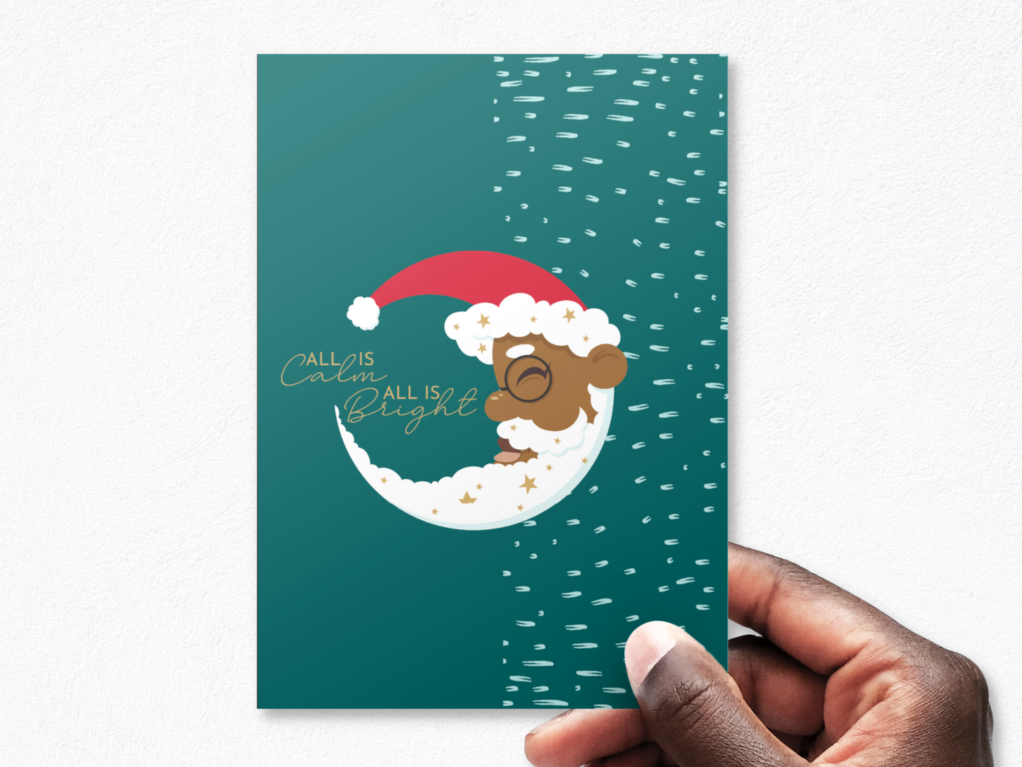 Black Paper Party Celestial Collection - All Is Calm Personalized Christmas Card