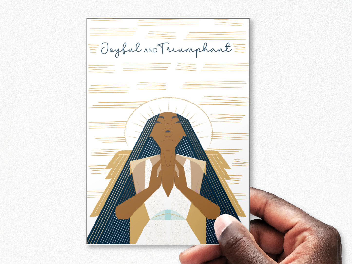 Black Paper Party Celestial Collection - Joyful & Triumphant Personalized Christmas Card