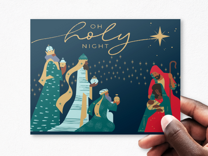 Black Paper Party Celestial Collection - Oh Holy Night Personalized Christmas Card